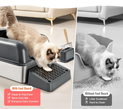 Extra Large Cat Litter Box with Metal Tray and Accessories