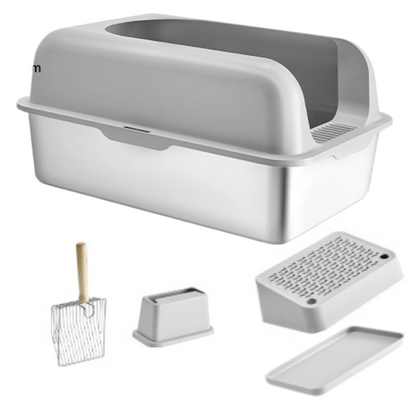 Extra Large Cat Litter Box with Metal Tray and Accessories
