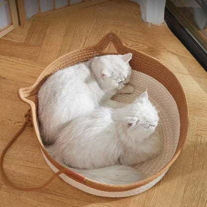 Woven Cat Bed Basket Natural Fiber