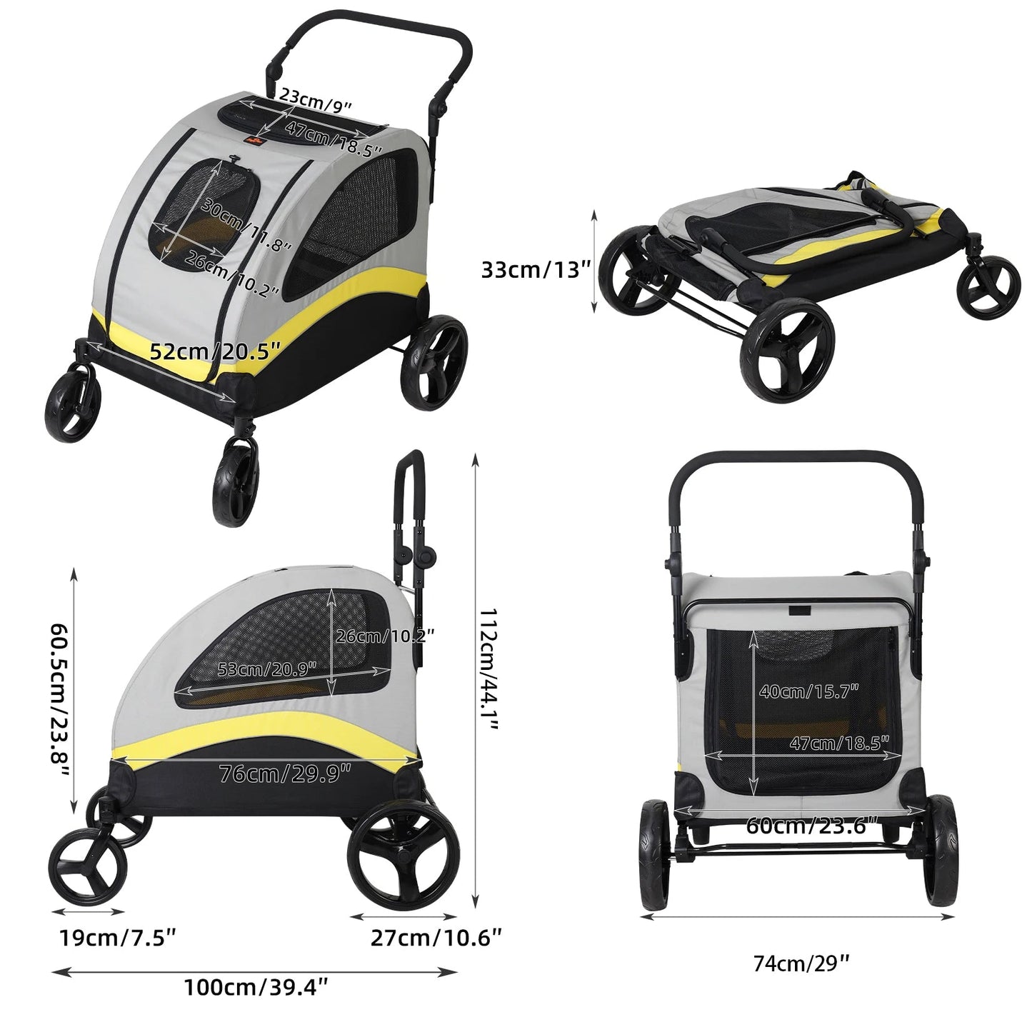 Pet Stroller Folding for Small and Large Dogs
