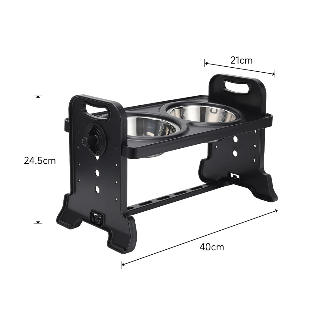Stainless Steel Elevated Dog Feeder With Two Bowls