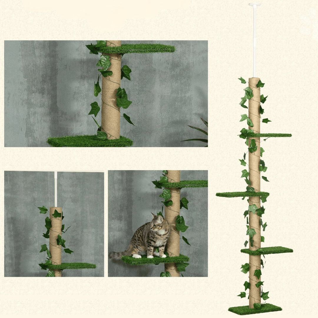 Cat Tower Scratcher 8ft Tall Collapsible with Soft Perches