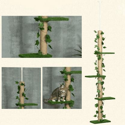 Cat Tower Scratcher 8ft Tall Collapsible with Soft Perches