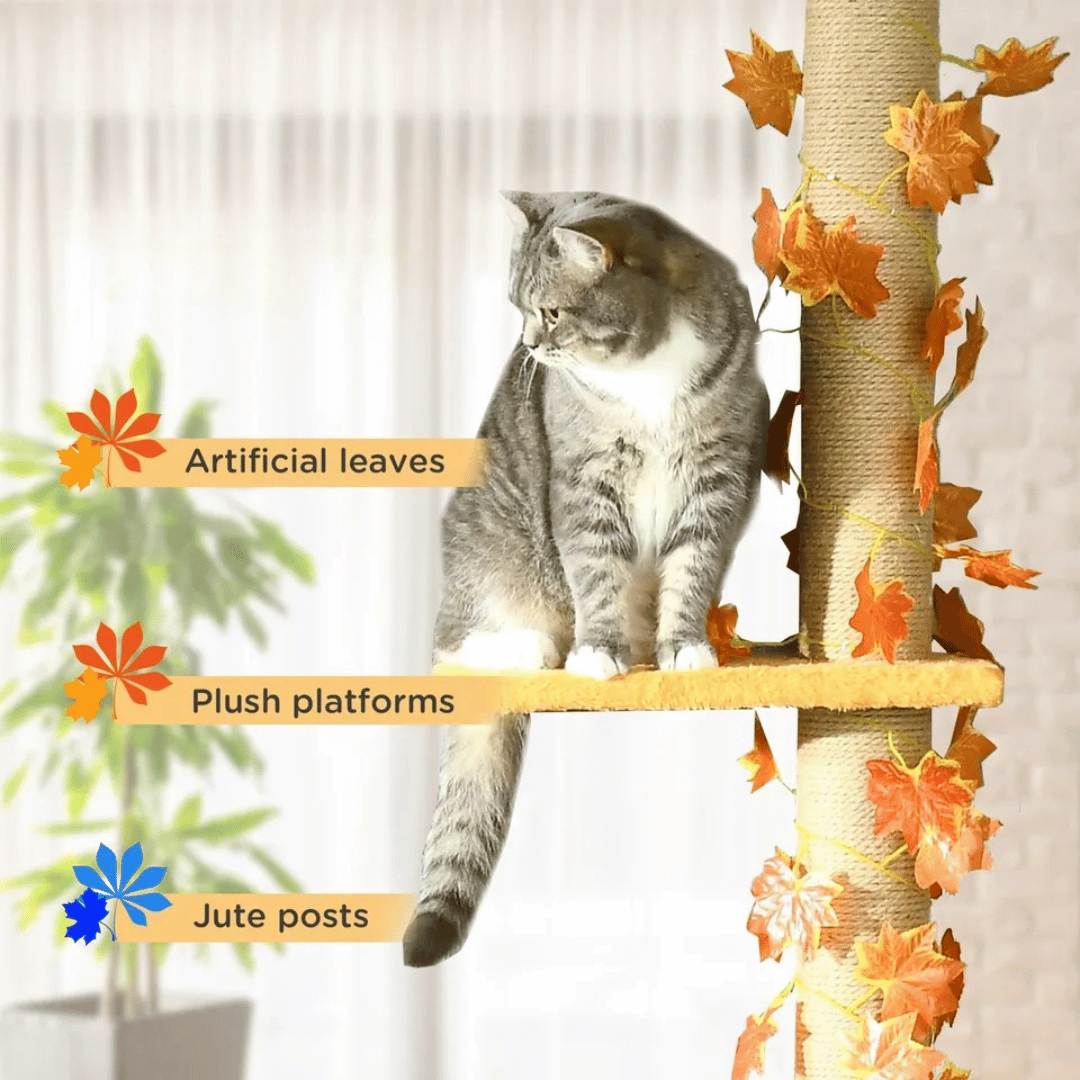 Cat Tower Scratcher 8ft Tall Collapsible with Soft Perches