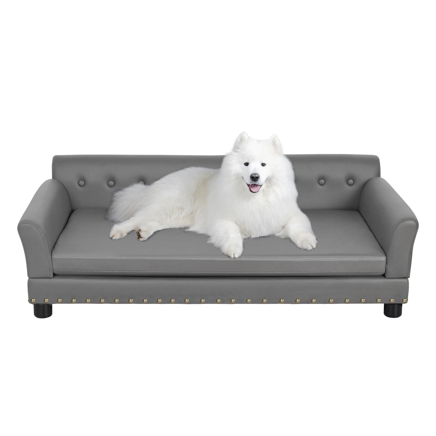 Fake Leather Large Dog Pet Bed Plush Brown - Pupporia