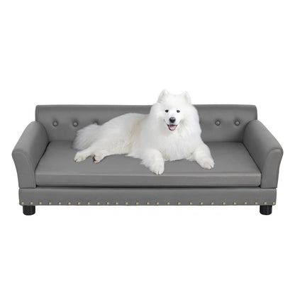 Fake Leather Large Dog Pet Bed Plush Brown - Pupporia
