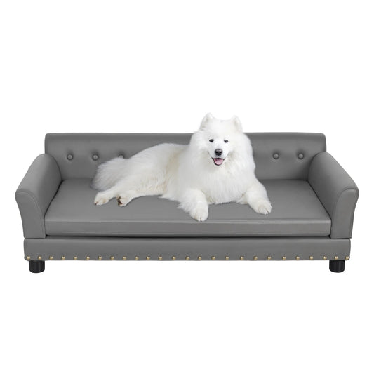 Fake Leather Large Dog Pet Bed Plush Brown - Pupporia