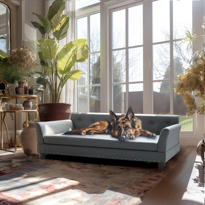 Fake Leather Large Dog Pet Bed Plush Brown