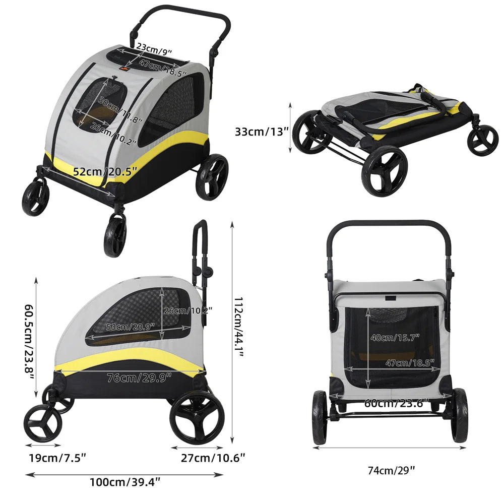 Pet Stroller Folding for Small and Large Dogs