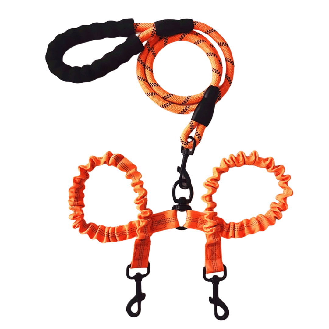 Dual Dog Leash Comfort Grip Reflective Strap