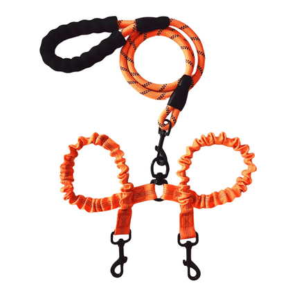 Dual Dog Leash Comfort Grip Reflective Strap