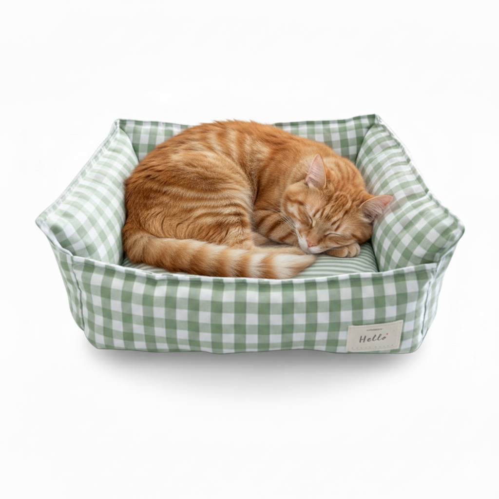 Small Plaid Pet Bed For Dogs Cats
