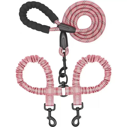 Dual Dog Leash Comfort Grip Reflective Strap