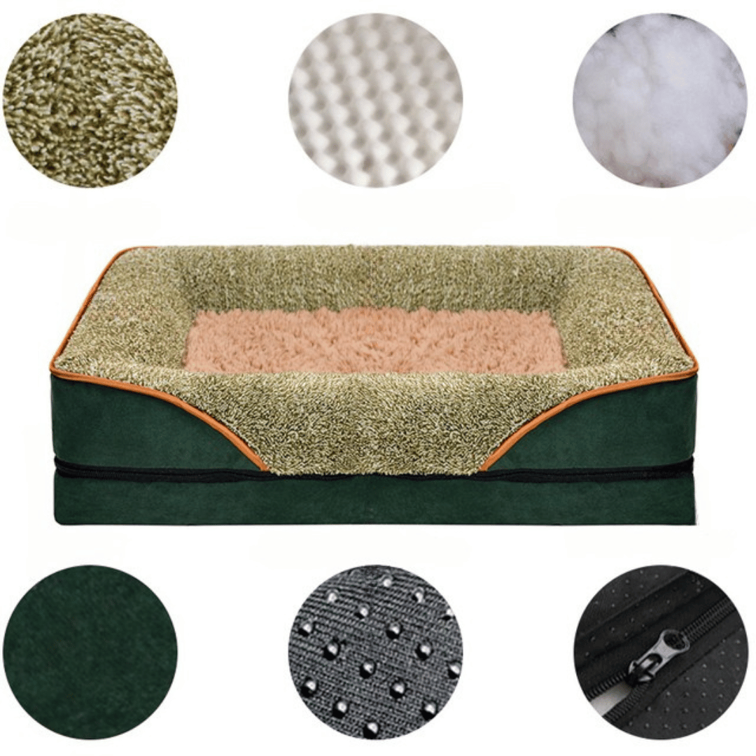 Orthopedic Dog Bed Plush Easy Zip Cover