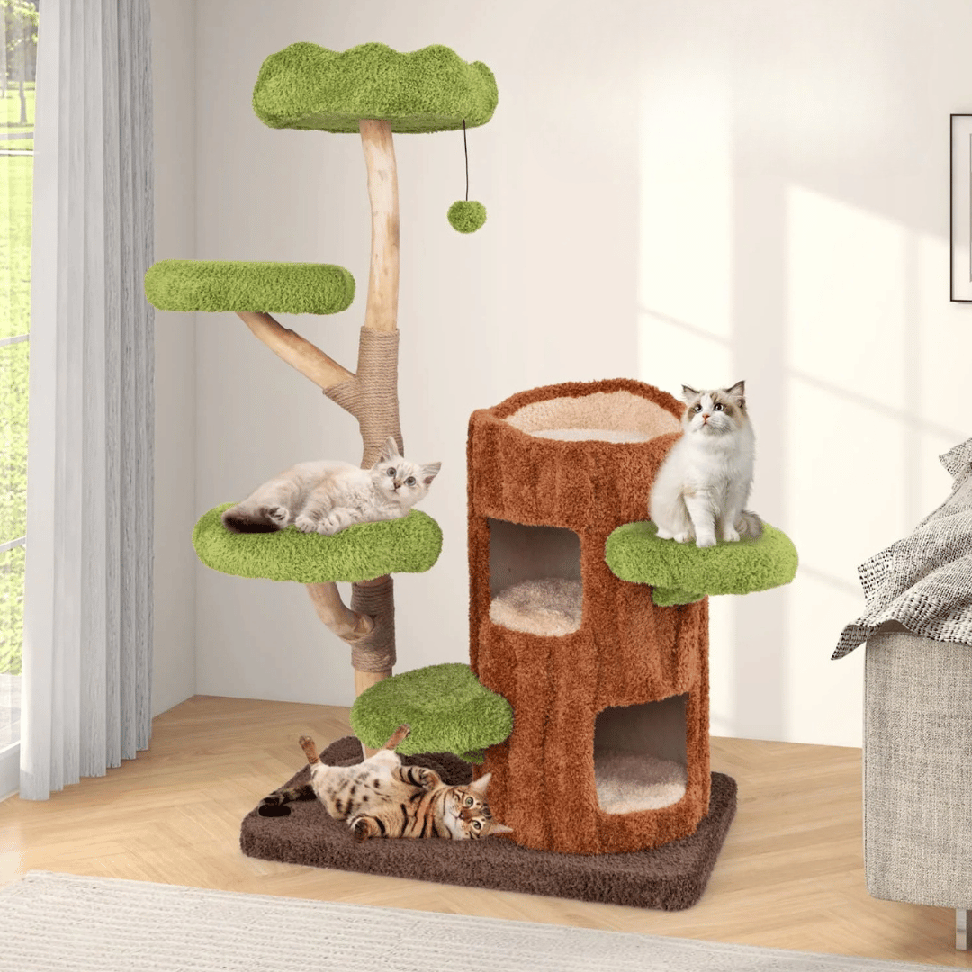 Cat Climbing Tower Multiple Perches Wooden - Pupporia