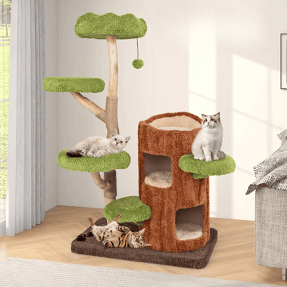 Cat Climbing Tower Multiple Perches Wooden - Pupporia