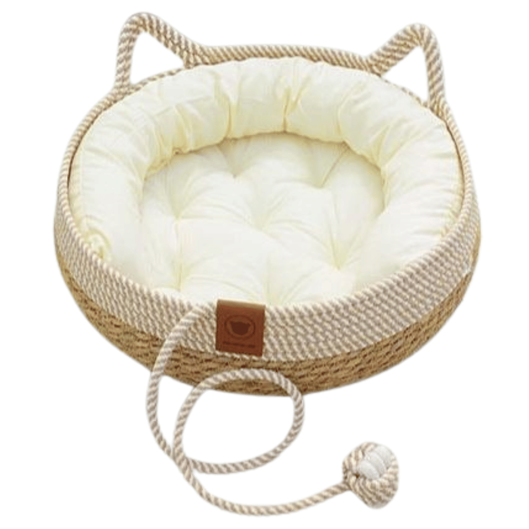 Pet Bed Basket Natural Fiber Plush Cushion - Pupporia