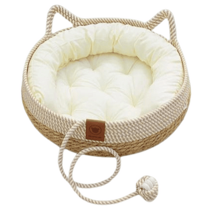 Pet Bed Basket Natural Fiber Plush Cushion - Pupporia