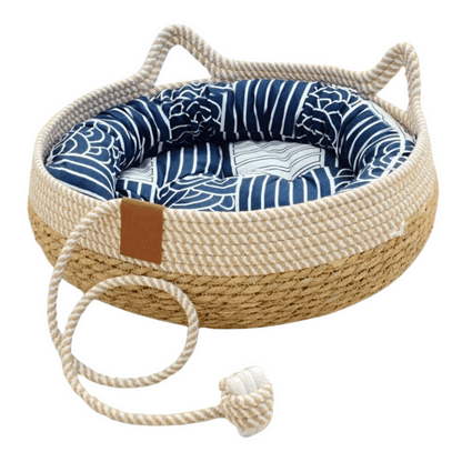 Pet Bed Basket Natural Fiber Plush Cushion