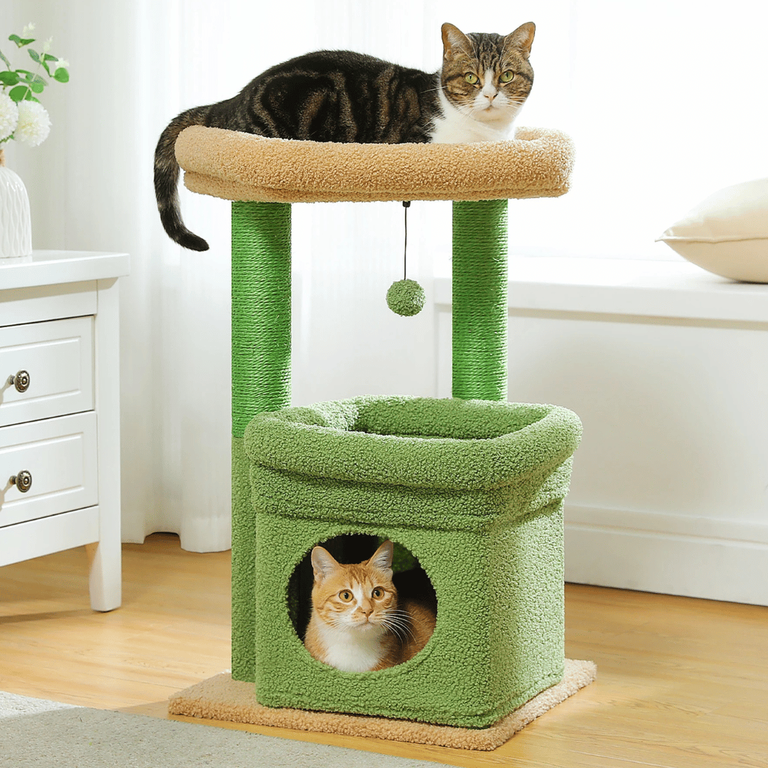 Cat Tower Plush Padded Perches Scratcher - Pupporia