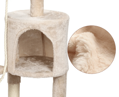 Beige Cat Tower Comfy Perches Hideaway