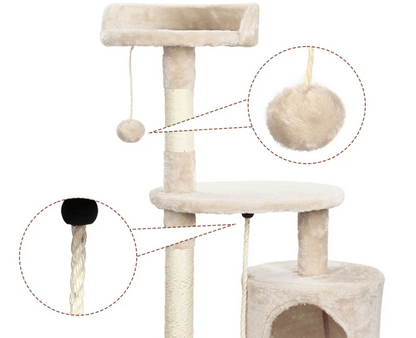 Beige Cat Tower Comfy Perches Hideaway