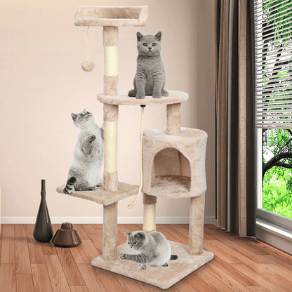Beige Cat Tower Comfy Perches Hideaway