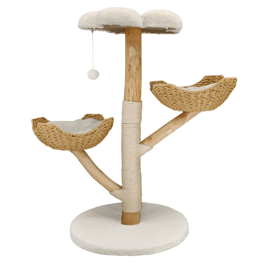 Wooden Cat Climber Scratch Post with Soft Perches - Pupporia