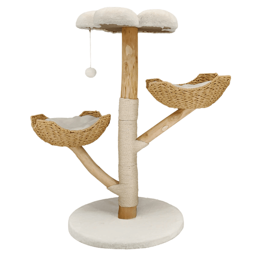 Wooden Cat Climber Scratch Post with Soft Perches - Pupporia