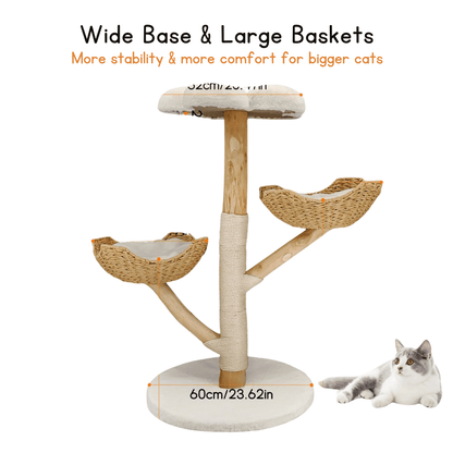 Wooden Cat Climber Scratch Post with Soft Perches