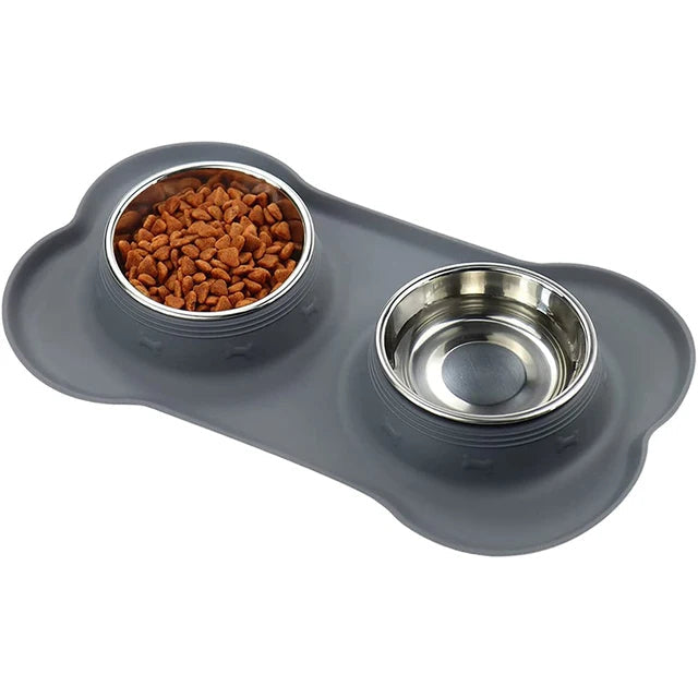 Pet Food Bowls Stainless Steel Anti Slip Mat - Pupporia