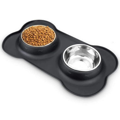 Pet Food Bowls Stainless Steel Anti Slip Mat