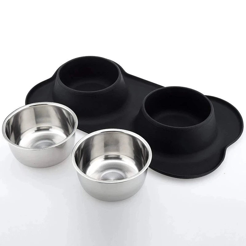 Pet Food Bowls Stainless Steel Anti Slip Mat