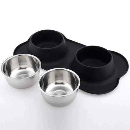 Pet Food Bowls Stainless Steel Anti Slip Mat