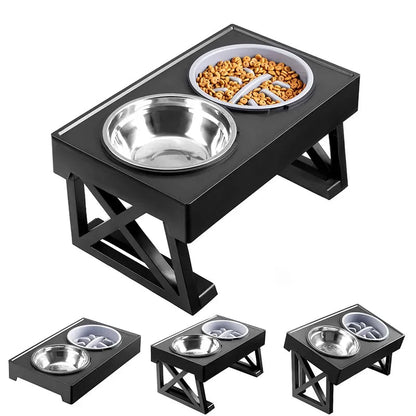 Adjustable Elevated Dog Feeder Stainless Steel Bowls - Pupporia