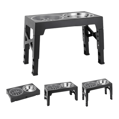 Adjustable Height Dog Feeder Metal Bowls