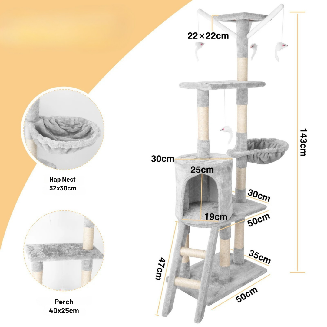 Cat Tower Condo with Ladder and Hideaways