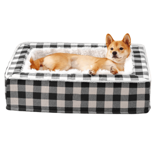 Plaid Dog Bed Orthopedic Anxiety Relief - Pupporia