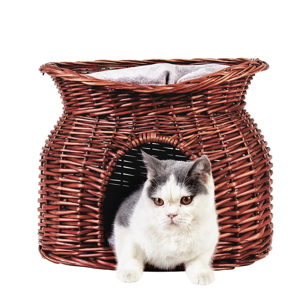 Pet Woven Basket Bed Natural Fiber - Pupporia