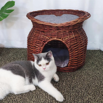 Pet Woven Basket Bed Natural Fiber