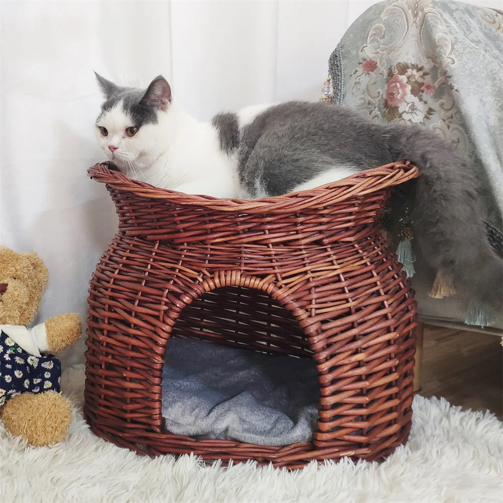 Pet Woven Basket Bed Natural Fiber