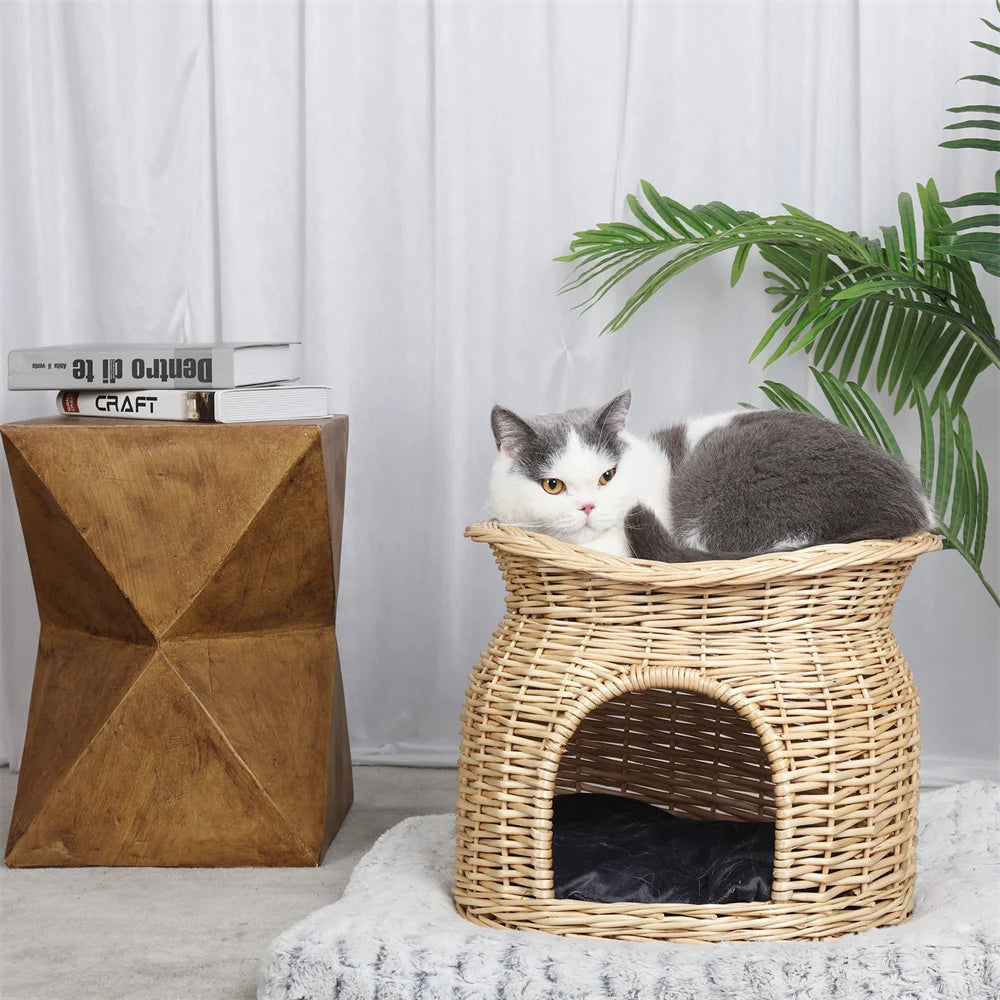 Pet Woven Basket Bed Natural Fiber