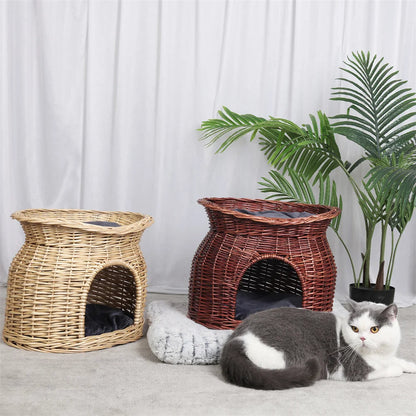 Pet Woven Basket Bed Natural Fiber