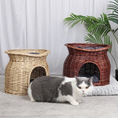 Pet Woven Basket Bed Natural Fiber