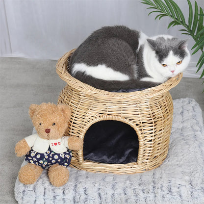Pet Woven Basket Bed Natural Fiber