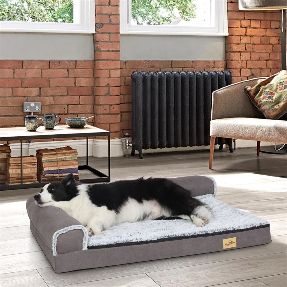 Orthopedic Dog Bed L-Shaped Soft Fleece Large
