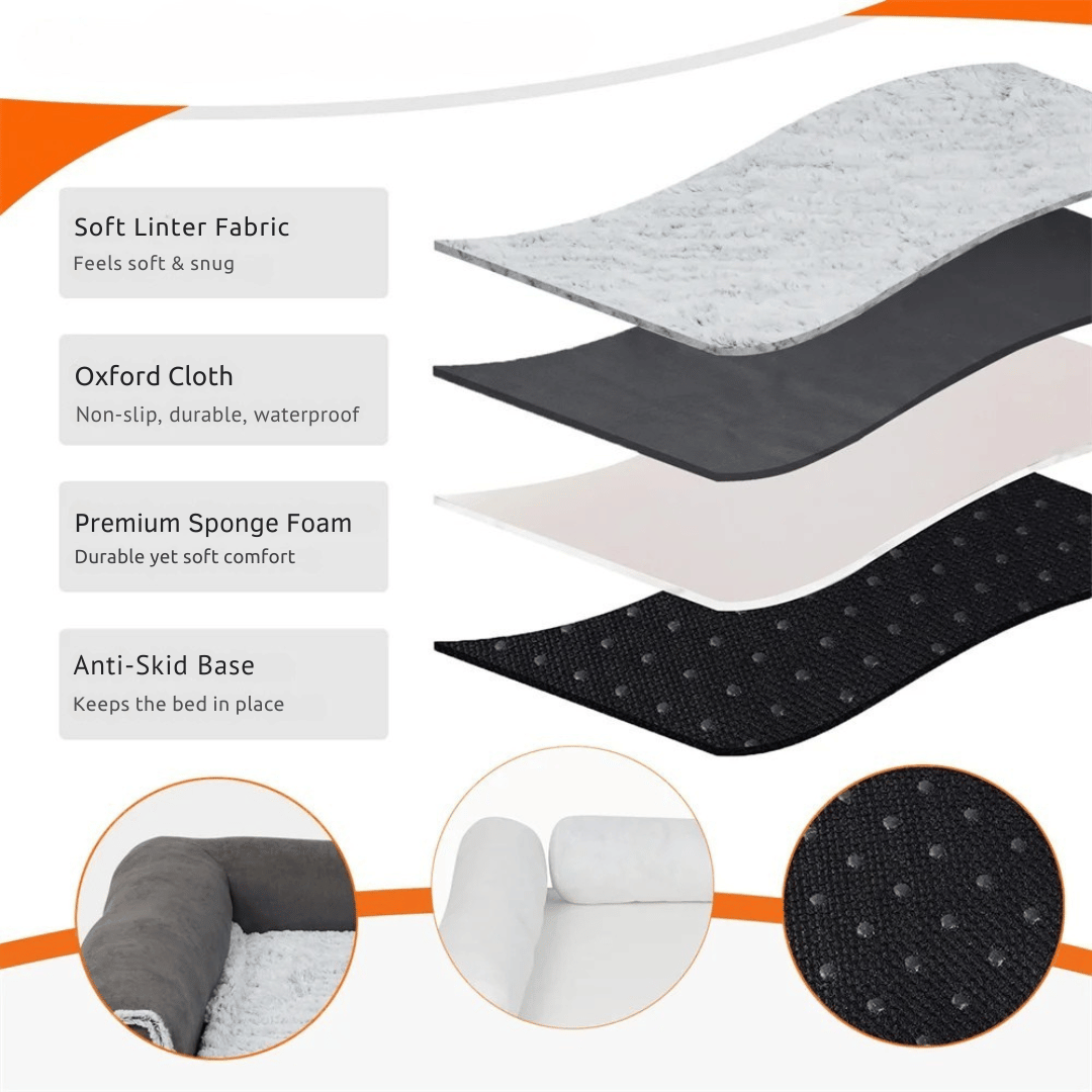 Orthopedic Dog Bed L-Shaped Soft Fleece Large
