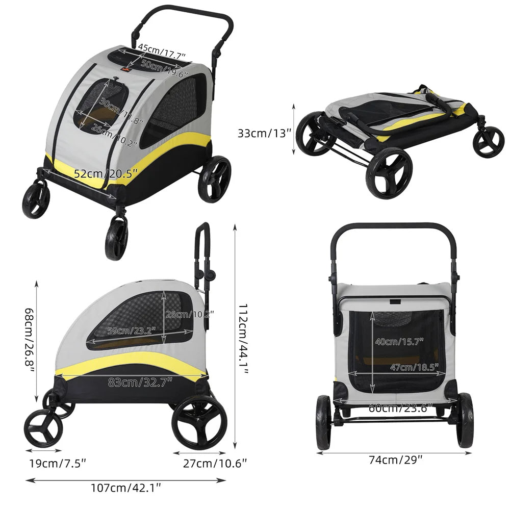 Pet Stroller Folding for Small and Large Dogs