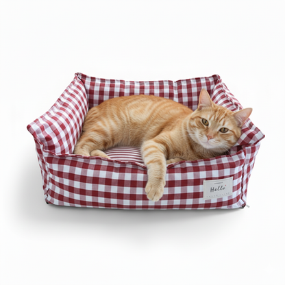 Small Plaid Pet Bed For Dogs Cats